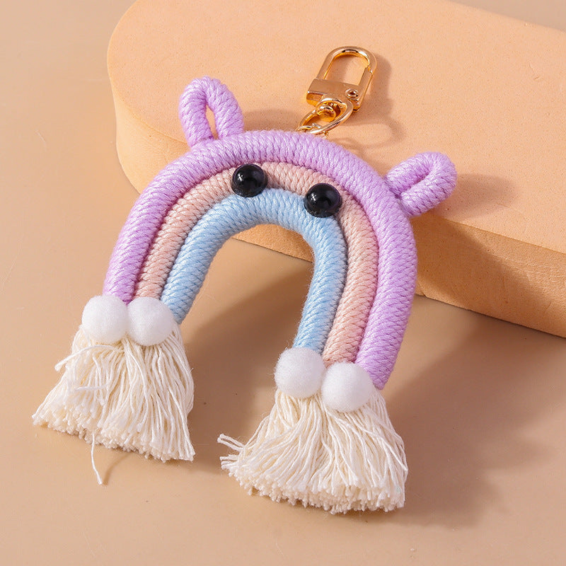 Wholesale Cartoon Rainbow Tassel Hand Knitted Keychain
